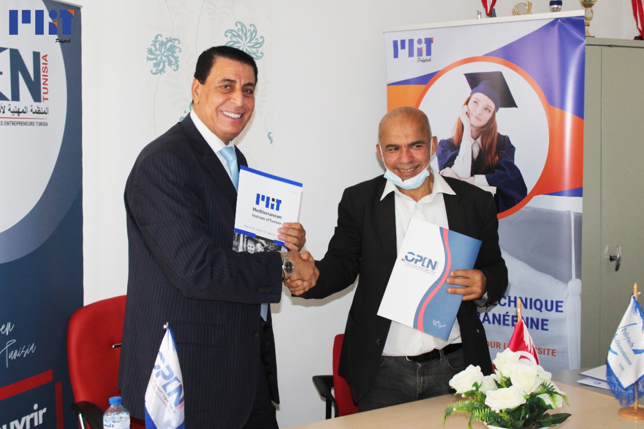 𝗦𝗶𝗴𝗻𝗮𝘁𝘂𝗿𝗲 d'une C𝗼𝗻𝘃𝗲𝗻𝘁𝗶𝗼𝗻 de partenariat entre Mit_Polytech et Organisation professionnelle des entrepreneurs Tunisia